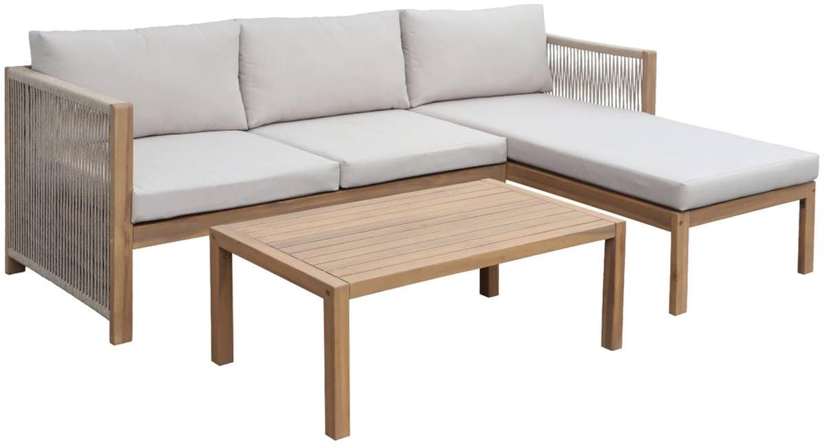 sweeek hoek tuinset van acaciahout, polyester touw, 4 plekken