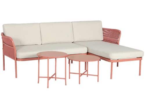 sweeek - Hoekbank 4-zits met 2 tafeltjes voor buiten staal