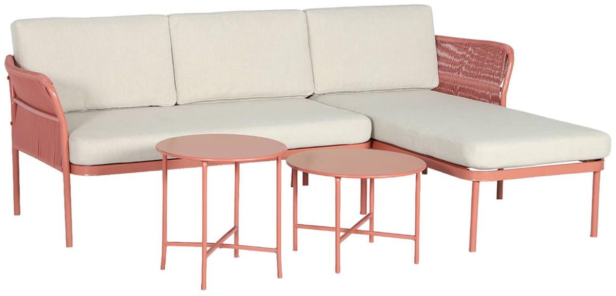 sweeek hoekbank 4 zits met 2 tafeltjes voor buiten staal