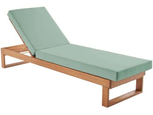 sweeek - Houten eucalyptus ligbed pamplona, multi-positie, polyester doek