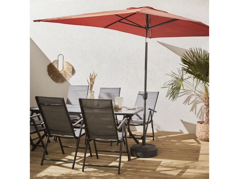 sweeek - Rechthoekige touquet parasol 2x3m, draaibare aluminium centrale mast