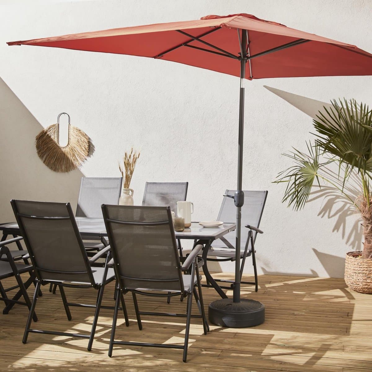 sweeek rechthoekige touquet parasol 2x3m, draaibare aluminium centrale mast