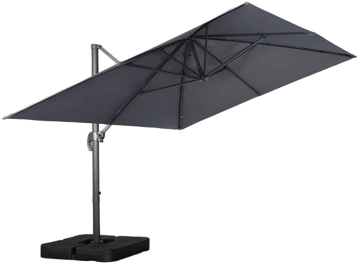 sweeek rechthoekige zweefparasol 4x3m + ballasttegels 50x50cm wimereux