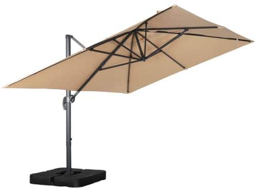 sweeek - Rechthoekige zweefparasol 4x3m + ballasttegels 50x50cm - wimereux