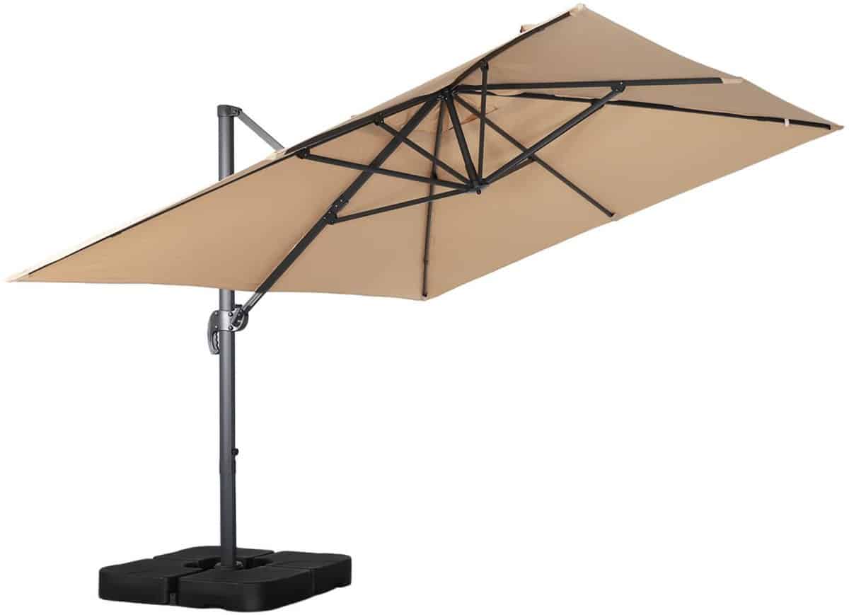 sweeek rechthoekige zweefparasol 4x3m + ballasttegels 50x50cm wimereux