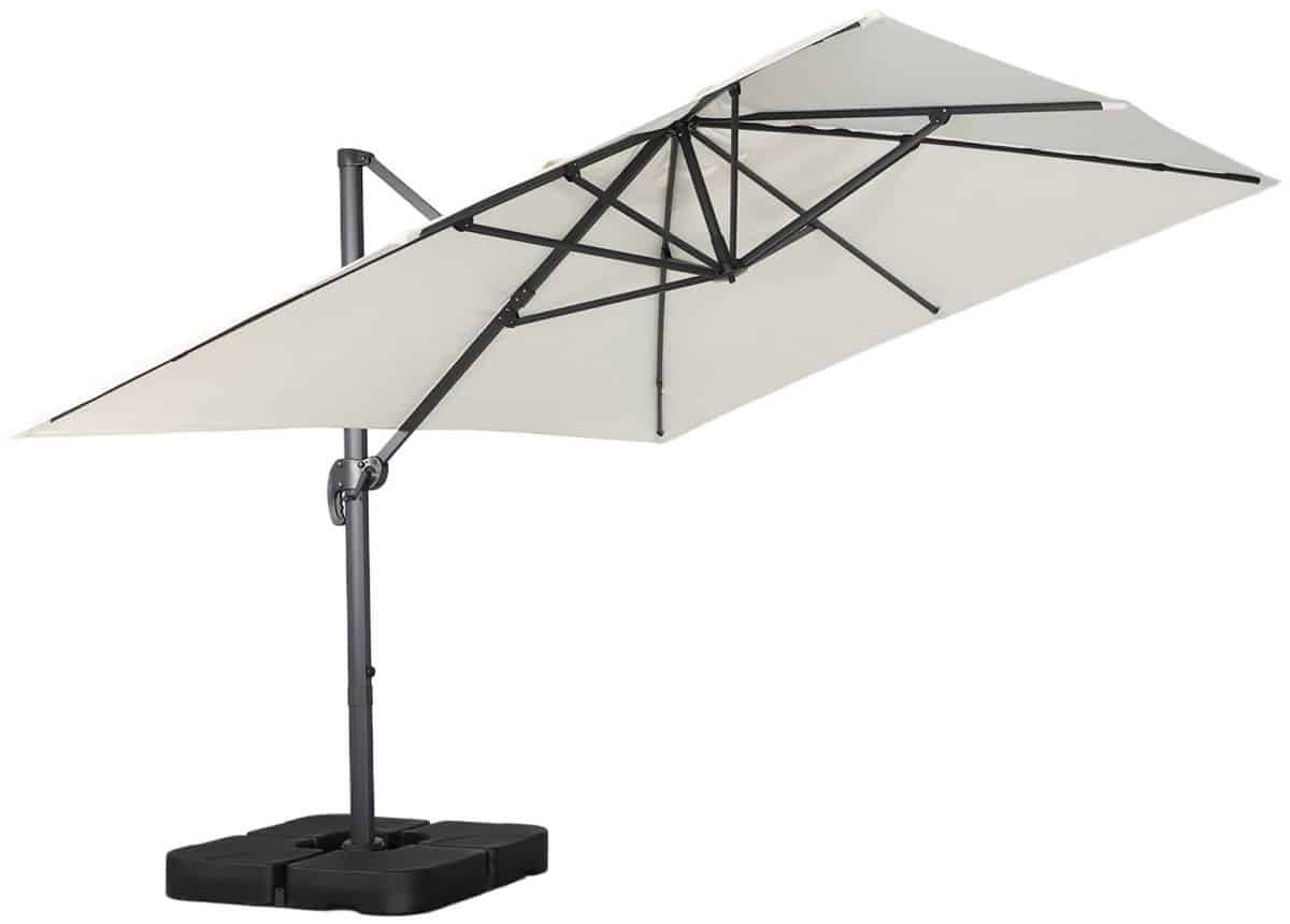sweeek rechthoekige zweefparasol 4x3m + ballasttegels 50x50cm wimereux
