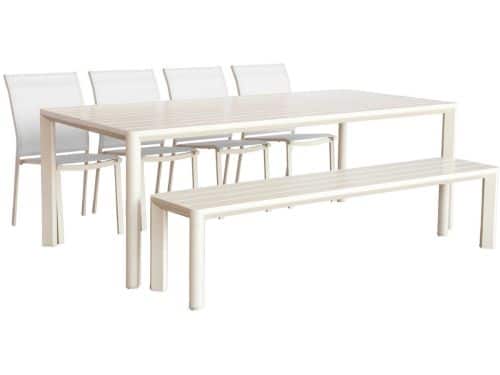 sweeek - Tuinset, 1 bank en 4 stoelen van aluminium