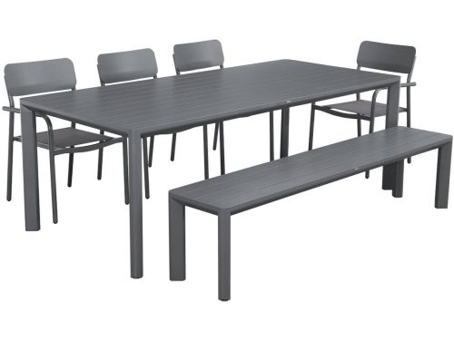 sweeek - Tuintafel met 1 bank en 4 stoelen van