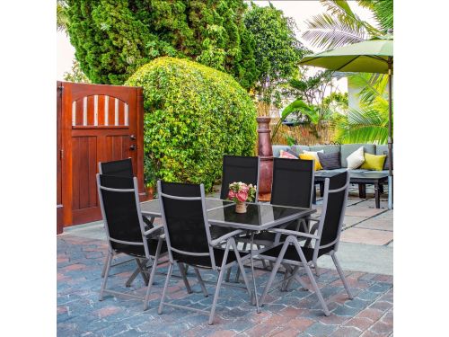 Sweiko Dining loungeset - Tuin Eettafel - 6 opvouwbare Fauteuil