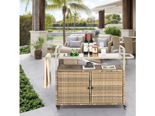 Sweiko Rieten barkar - Alfresco bartafel - Met opbergruimte