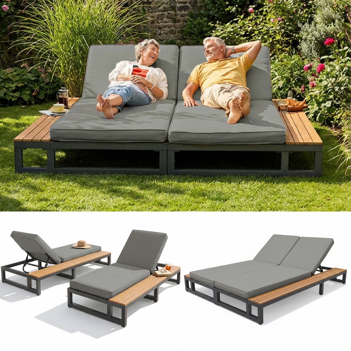 sweiko tuin chaise longue set van 2 met