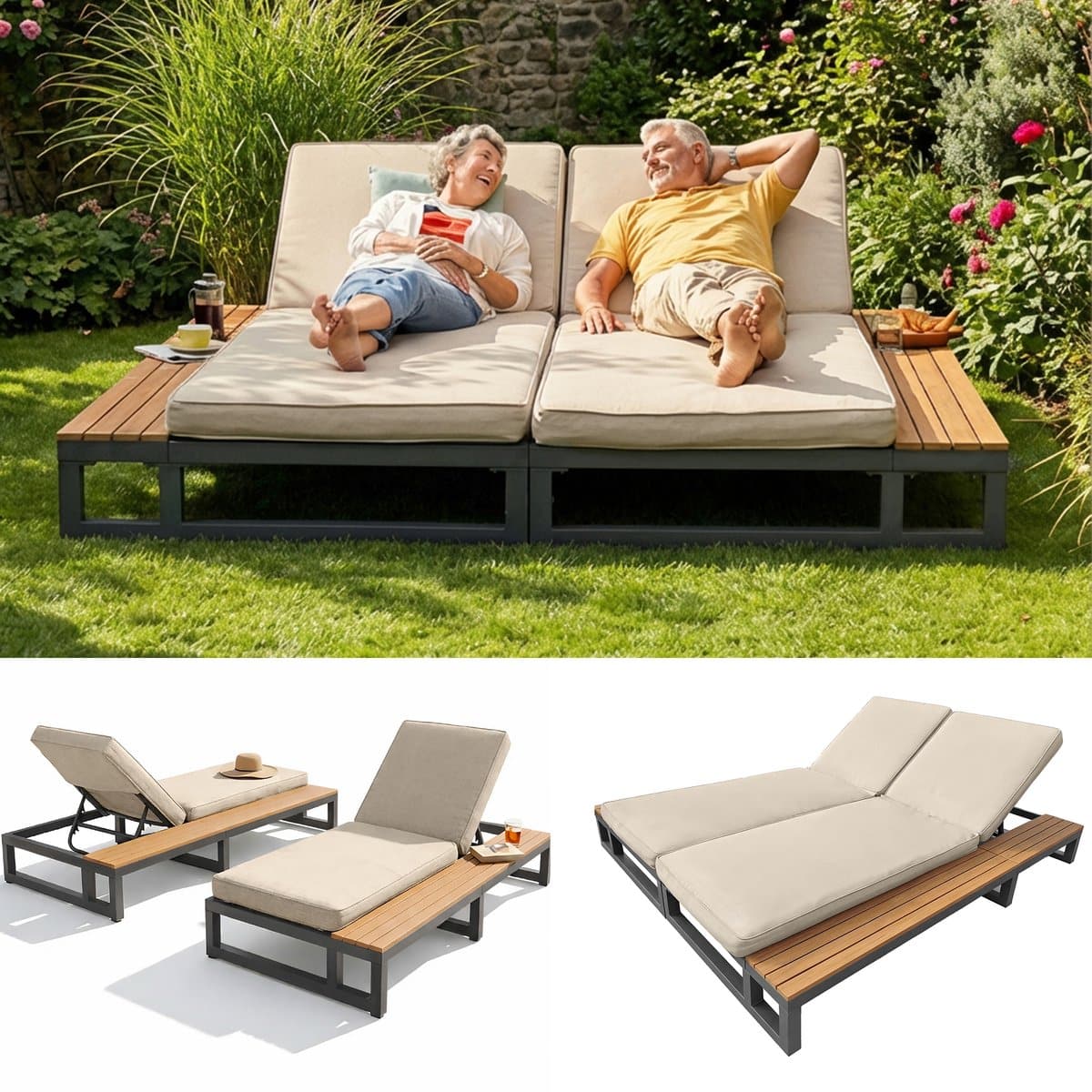 sweiko tuin chaise longue set van 2 met