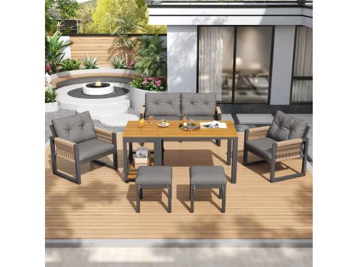Sweiko Tuin Dining loungeset - 2 zitsbank - 2 fauteuils