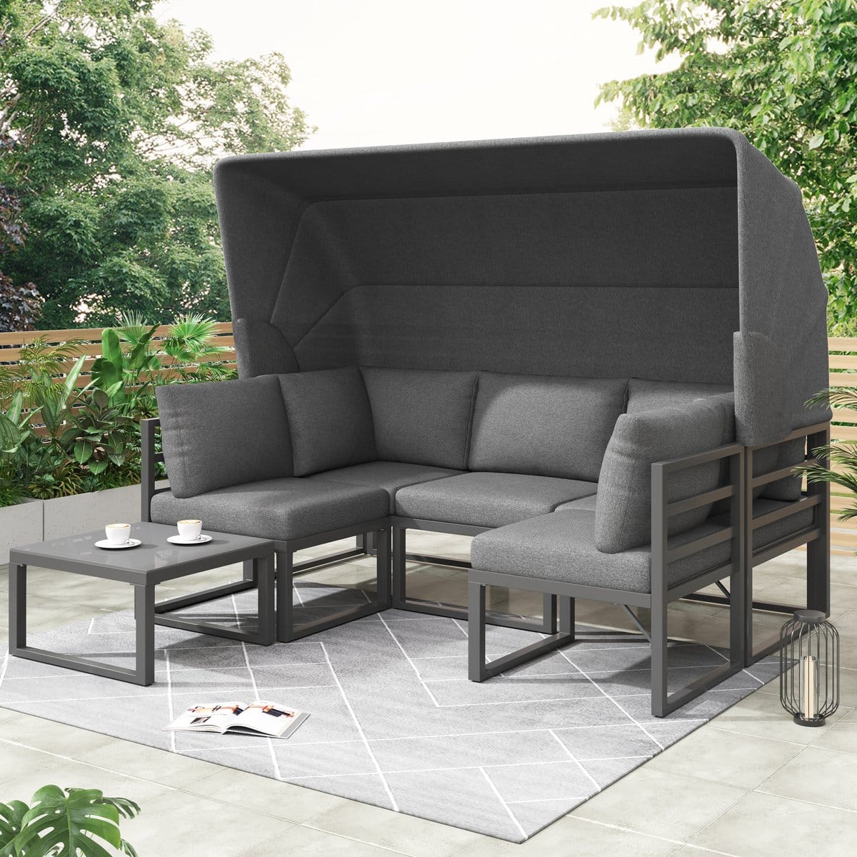 sweiko tuin lounge stoel set, ijzeren sun eiland sofa set
