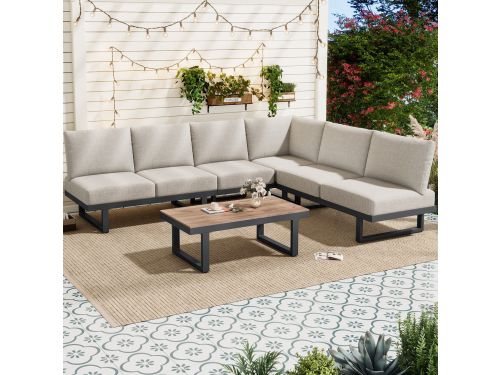 Sweiko Tuin loungeset - Hoekbank + Salontafel - Om te