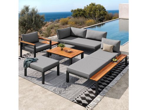 Sweiko Tuin loungeset - Modulaire zitmeubelen - Metalen frame