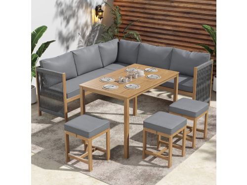 Sweiko Tuinmeubelset met kussens, hoekbank, polyrattan lounge, balkon set