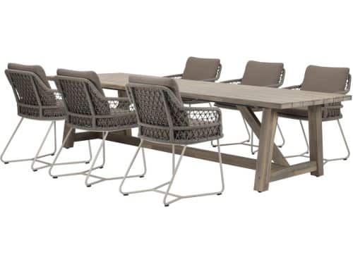 Taranto Ravello dining tuinset 250x100xH76 cm 7 delig rope acacia