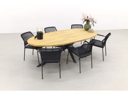 Taste Barista Antraciet/Prado Ellips 240x115 cm. ovale tuinset