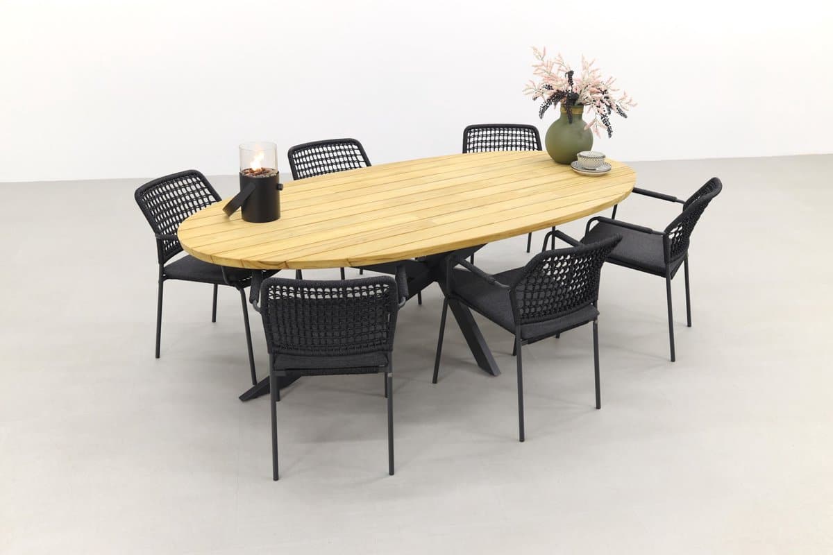 taste barista antraciet/prado ellips 240×115 cm. ovale tuinset