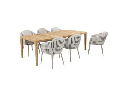 Taste by 4SO Liam tuintafel met 6 Eva dining tuinstoel