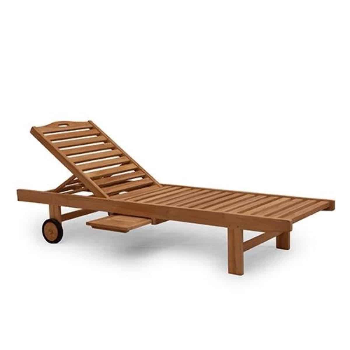 teak ligbed met wielen natural