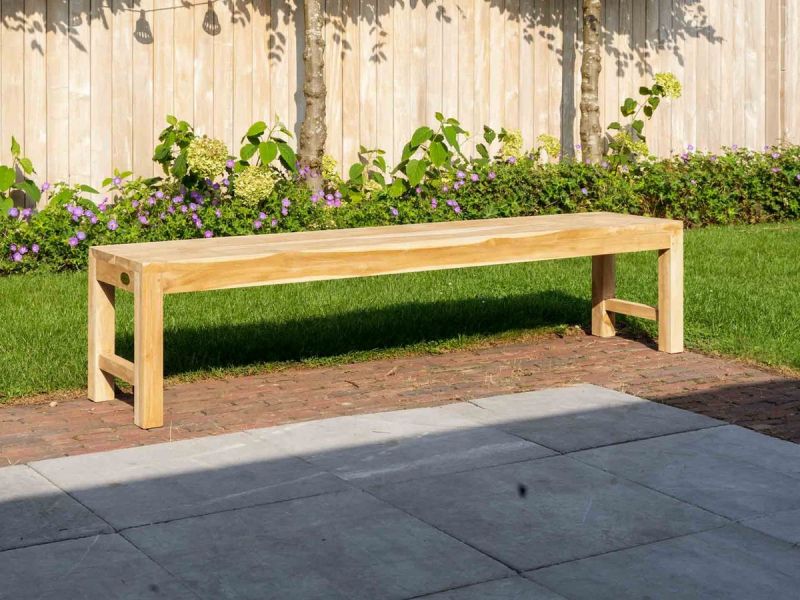 Teak parkbank Napoli zonder rugleuning 200cm