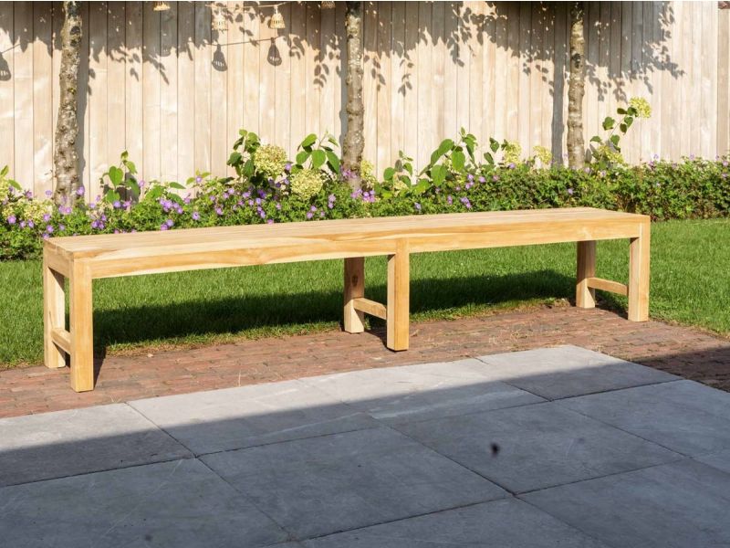 Teak parkbank Napoli zonder rugleuning 250cm