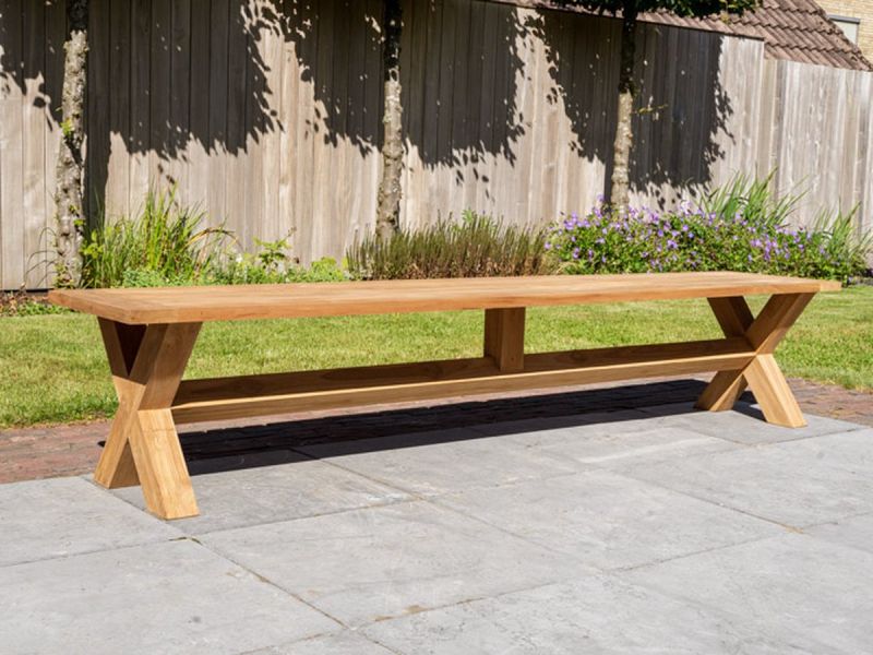 Teak picknick bank 45x240cm