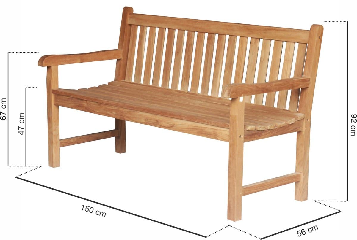 teakea teak tuinbank 150 cm 3 persoons houten bank