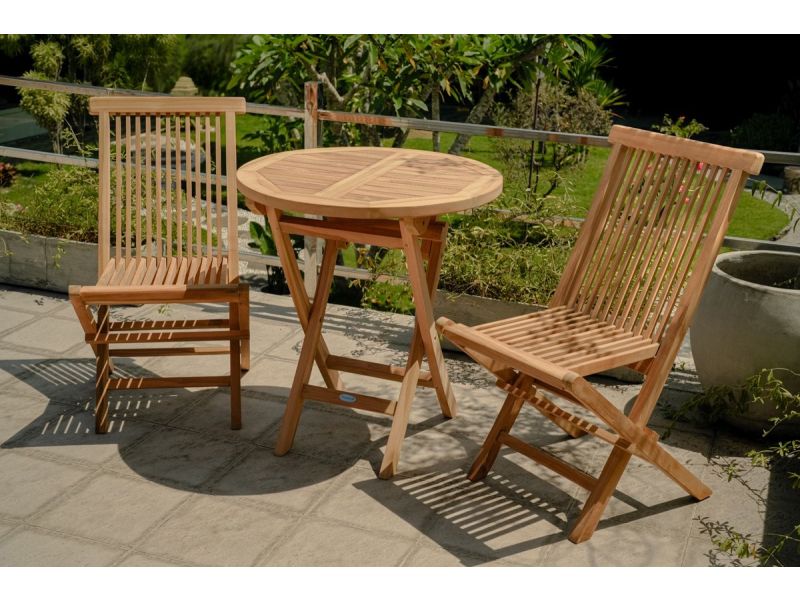 Teakea - Teakhouten Klaptafel Ø70 cm - Ronde Inklapbare Houten