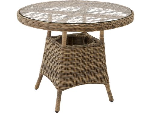 tectake®- aluminium tuintafel met hoogwaardig polyrotan vlechtwerk, tafelblad van veiligheidsglas