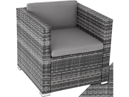 tectake® Comfortabele wicker fauteuil met armleuningen - Tuinmeubelen voor balkon
