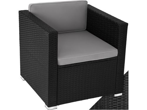 tectake® Comfortabele wicker fauteuil met armleuningen - Tuinmeubelen voor balkon