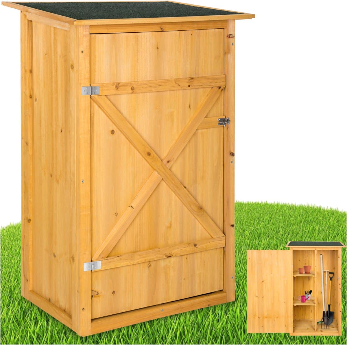 tectake® houten tuinkast buitenkast met bitumen dak