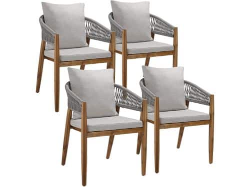 tectake® Set van 4 Tuinstoelen Manacor - Tuinstoel in Rope
