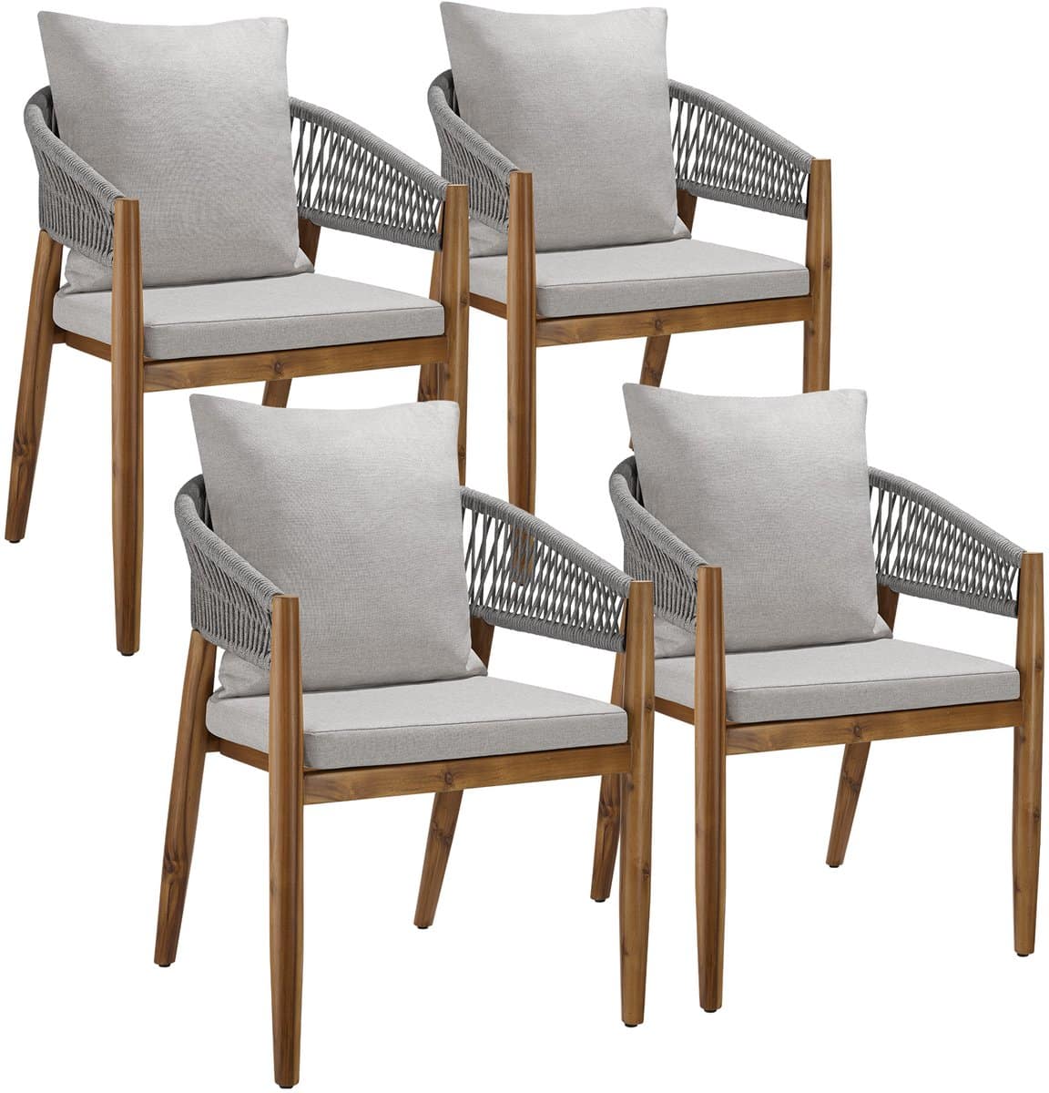 tectake® set van 4 tuinstoelen manacor tuinstoel in rope