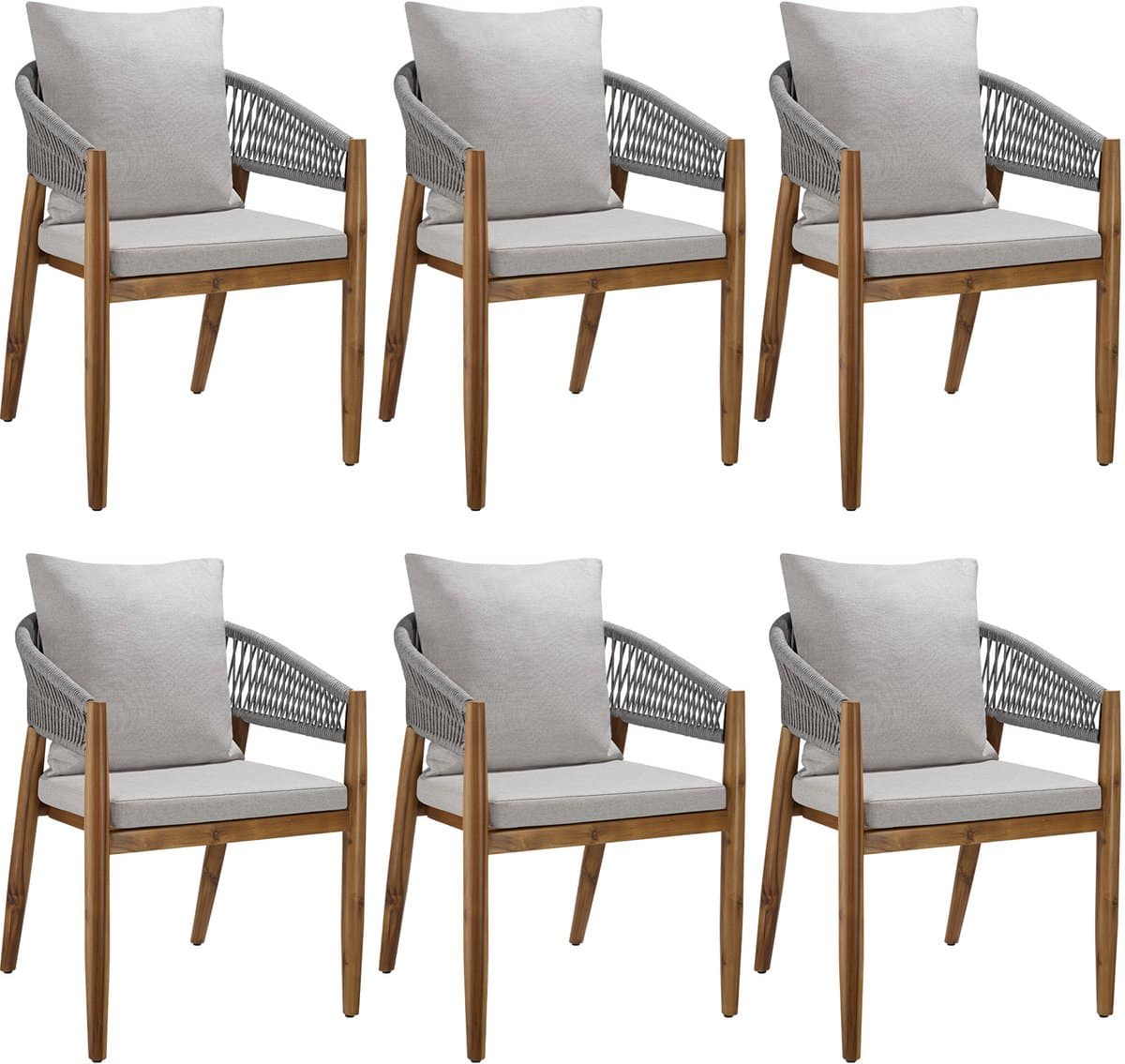 tectake® set van 6 tuinstoelen manacor tuinstoel in rope