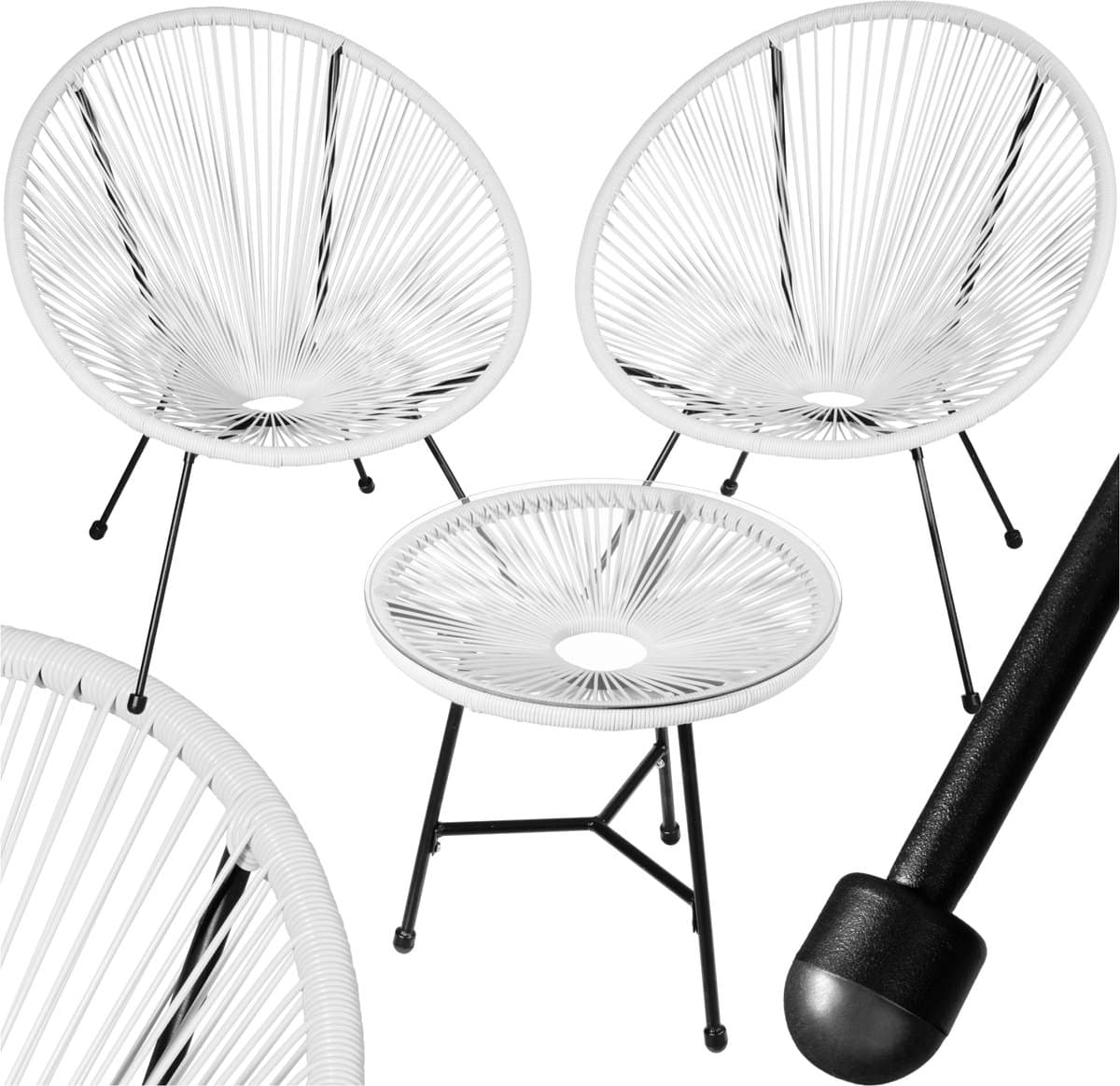 tectake® tuinmeubel bistroset 2 stoelen en 1 tafel met