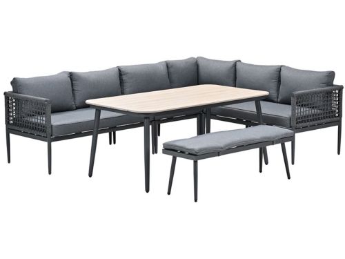 Teramon lounge-diningset -6-delig-rope dark grey-light teak Vironwood