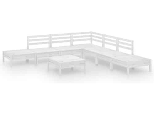 The Living Store 8-delige Loungeset massief grenenhout wit