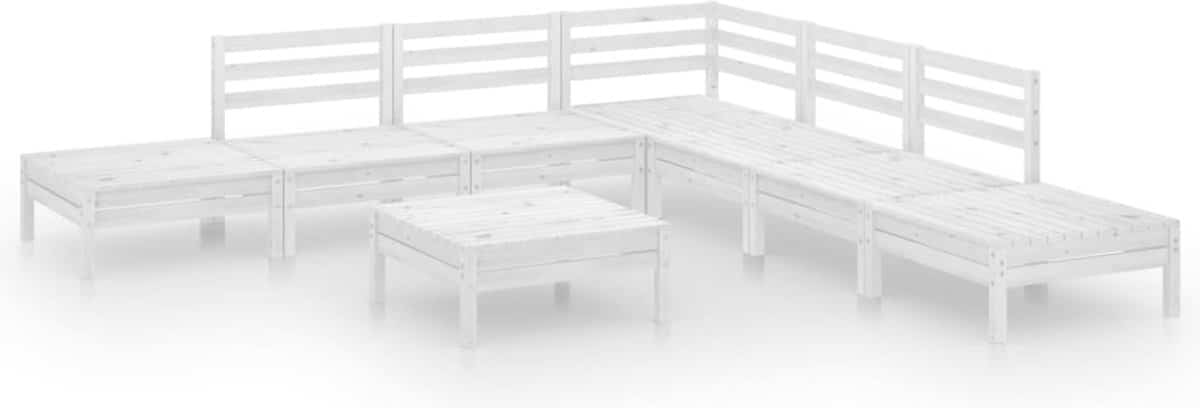 The Living Store 8-delige Loungeset massief grenenhout wit