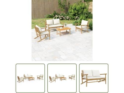 The Living Store Bamboe Tuinmeubelset - 1 tafel - 1