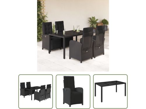 The Living Store Bistroset - 4x verstelbare tuinstoel 150x90x75 cm
