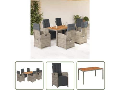 The Living Store Bistroset - 6 verstelbare stoelen en tafel