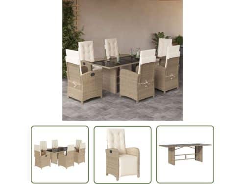 The Living Store Bistroset - 6 verstelbare stoelen met kussens