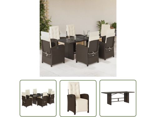 The Living Store Bistroset bruin PE-rattan - Verstelbare rugleuning