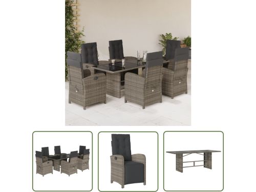 The Living Store Bistroset Inclusief 6 Verstelbare Stoelen en Tafel