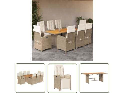 The Living Store Bistroset Tuinmeubel - 8 Stoelen - Tafel