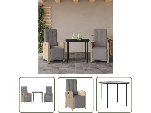 The Living Store Bistroset Tuinmeubel - Verstelbare Armstoelen en Tafel